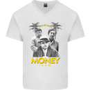 Money Team Pablo Escobar El Chapo Al Capone Mens V-Neck Cotton T-Shirt White
