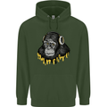 Monkey DJ Headphones Music Childrens Kids Hoodie Forest Green