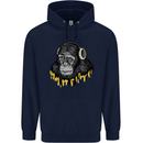 Monkey DJ Headphones Music Childrens Kids Hoodie Navy Blue