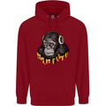 Monkey DJ Headphones Music Childrens Kids Hoodie Red