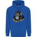 Monkey DJ Headphones Music Childrens Kids Hoodie Royal Blue