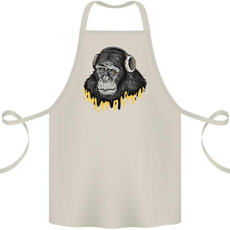 Monkey DJ Headphones Music Cotton Apron 100% Organic Natural