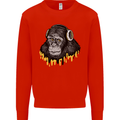 Monkey DJ Headphones Music Kids Sweatshirt Jumper Bright Red