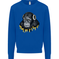 Monkey DJ Headphones Music Kids Sweatshirt Jumper Royal Blue