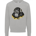 Monkey DJ Headphones Music Kids Sweatshirt Jumper Sports Grey