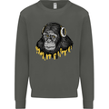 Monkey DJ Headphones Music Kids Sweatshirt Jumper Storm Grey