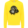 Monkey DJ Headphones Music Kids Sweatshirt Jumper Yellow