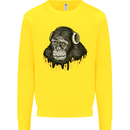 Monkey DJ Headphones Music Kids Sweatshirt Jumper Yellow
