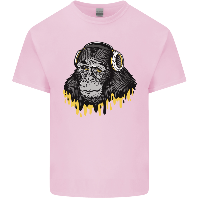 Monkey DJ Headphones Music Kids T-Shirt Childrens Light Pink