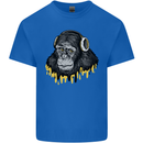 Monkey DJ Headphones Music Kids T-Shirt Childrens Royal Blue