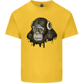 Monkey DJ Headphones Music Kids T-Shirt Childrens Yellow