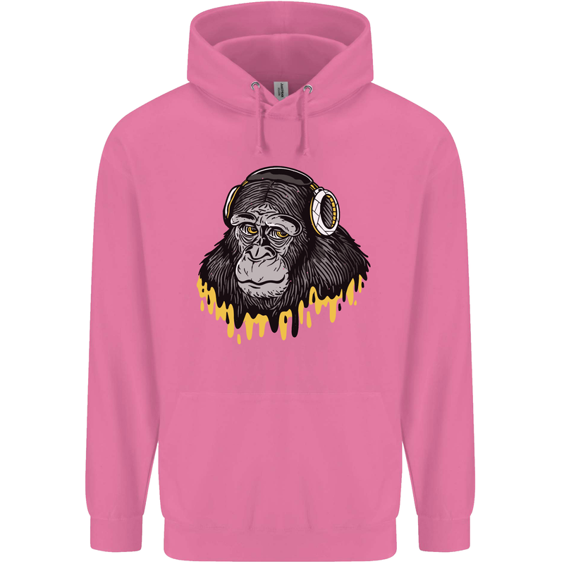 Monkey DJ Headphones Music Mens 80% Cotton Hoodie Azelea