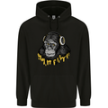 Monkey DJ Headphones Music Mens 80% Cotton Hoodie Black