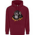 Monkey DJ Headphones Music Mens 80% Cotton Hoodie Maroon