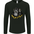 Monkey DJ Headphones Music Mens Long Sleeve T-Shirt Black