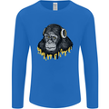 Monkey DJ Headphones Music Mens Long Sleeve T-Shirt Royal Blue