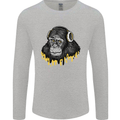 Monkey DJ Headphones Music Mens Long Sleeve T-Shirt Sports Grey