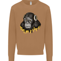 Monkey DJ Headphones Music Mens Sweatshirt Jumper Caramel Latte