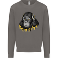 Monkey DJ Headphones Music Mens Sweatshirt Jumper Charcoal