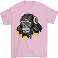 Monkey DJ Headphones Music Mens T-Shirt 100% Cotton Light Pink