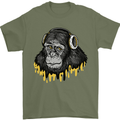 Monkey DJ Headphones Music Mens T-Shirt 100% Cotton Military Green