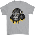 Monkey DJ Headphones Music Mens T-Shirt 100% Cotton Sports Grey