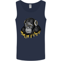 Monkey DJ Headphones Music Mens Vest Tank Top Navy Blue