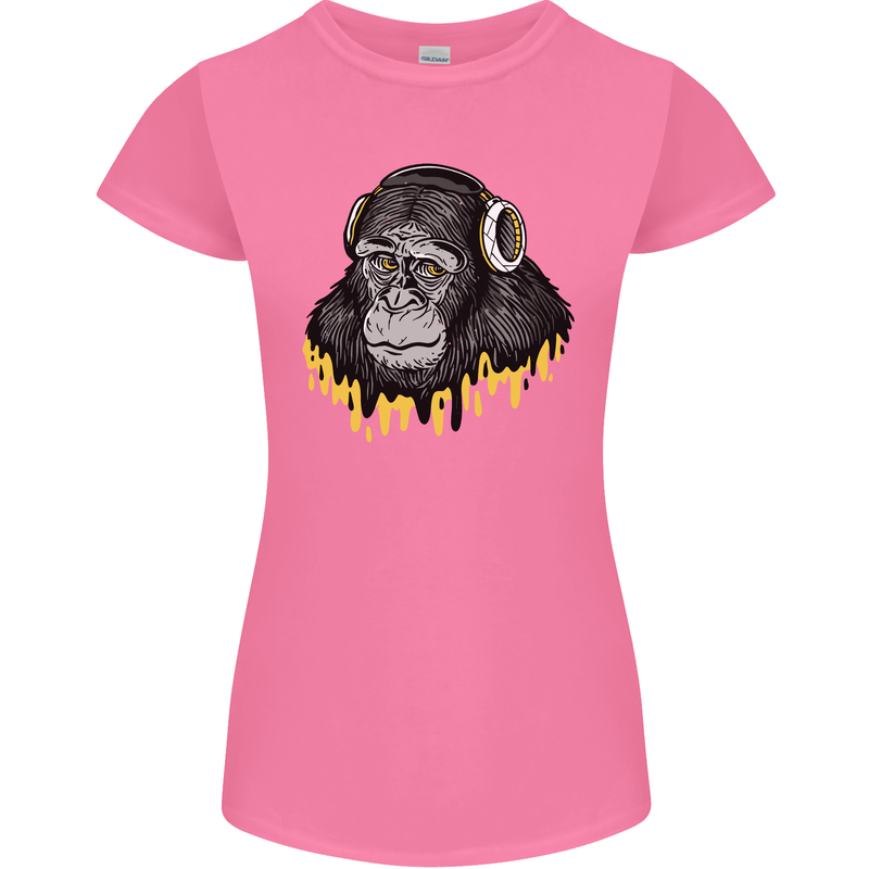 Monkey DJ Headphones Music Womens Petite Cut T-Shirt Azalea