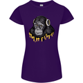 Monkey DJ Headphones Music Womens Petite Cut T-Shirt Purple