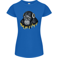 Monkey DJ Headphones Music Womens Petite Cut T-Shirt Royal Blue