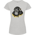 Monkey DJ Headphones Music Womens Petite Cut T-Shirt Sports Grey