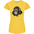 Monkey DJ Headphones Music Womens Petite Cut T-Shirt Yellow