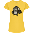 Monkey DJ Headphones Music Womens Petite Cut T-Shirt Yellow