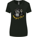 Monkey DJ Headphones Music Womens Wider Cut T-Shirt Black