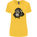 Monkey DJ Headphones Music Womens Wider Cut T-Shirt Yellow