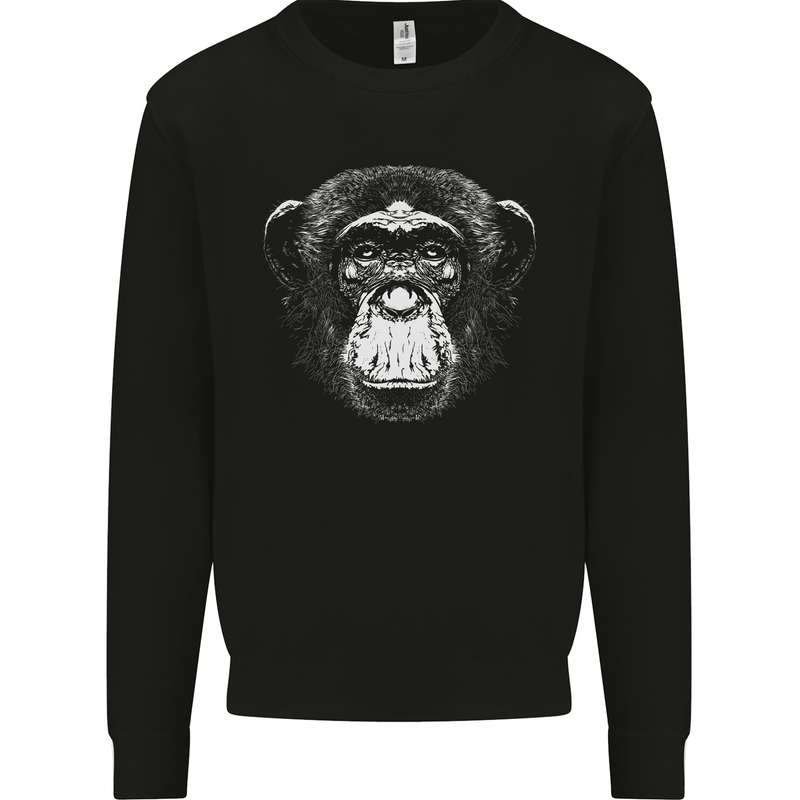 Monkey Face Chimpanzee Kids Sweatshirt Jumper Black