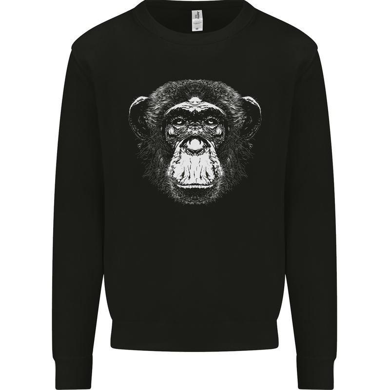 Monkey Face Chimpanzee Mens Sweatshirt Jumper Black
