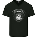 Monkey Face Chimpanzee Mens V-Neck Cotton T-Shirt Black