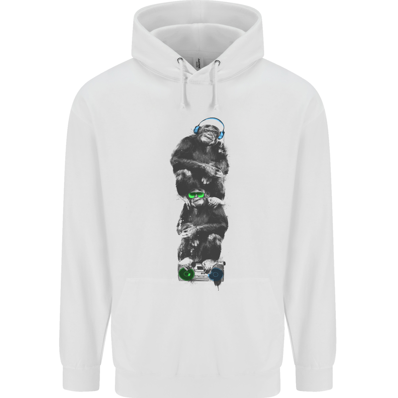 Monkey Music Ghetto Blaster Retro Funny Childrens Kids Hoodie White