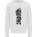 Monkey Music Ghetto Blaster Retro Funny Kids Sweatshirt Jumper White