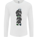 Monkey Music Ghetto Blaster Retro Funny Mens Long Sleeve T-Shirt White