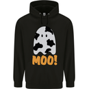 Moo Funny Cow Ghost Halloween Spooky Childrens Kids Hoodie Black