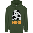 Moo Funny Cow Ghost Halloween Spooky Childrens Kids Hoodie Forest Green
