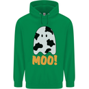 Moo Funny Cow Ghost Halloween Spooky Childrens Kids Hoodie Irish Green