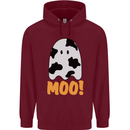 Moo Funny Cow Ghost Halloween Spooky Childrens Kids Hoodie Maroon