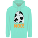 Moo Funny Cow Ghost Halloween Spooky Childrens Kids Hoodie Peppermint