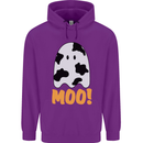 Moo Funny Cow Ghost Halloween Spooky Childrens Kids Hoodie Purple
