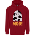 Moo Funny Cow Ghost Halloween Spooky Childrens Kids Hoodie Red