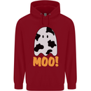 Moo Funny Cow Ghost Halloween Spooky Childrens Kids Hoodie Red