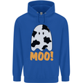Moo Funny Cow Ghost Halloween Spooky Childrens Kids Hoodie Royal Blue